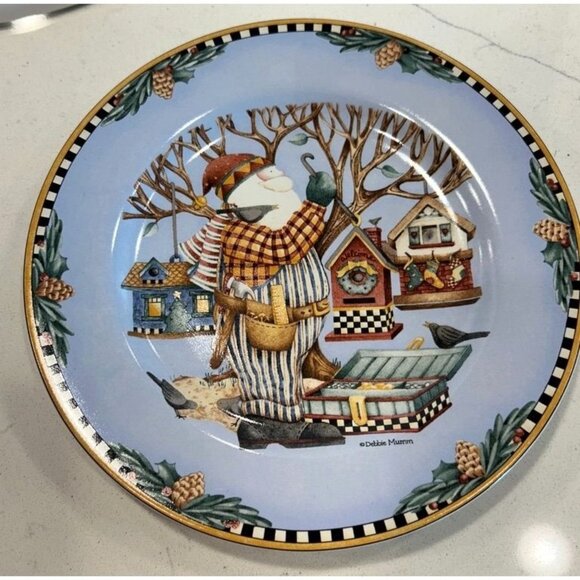 Set of 4 Vintage Sakura Debbie Mumm Woodland Santa 8” Salad Dessert Plates - Picture 5 of 7